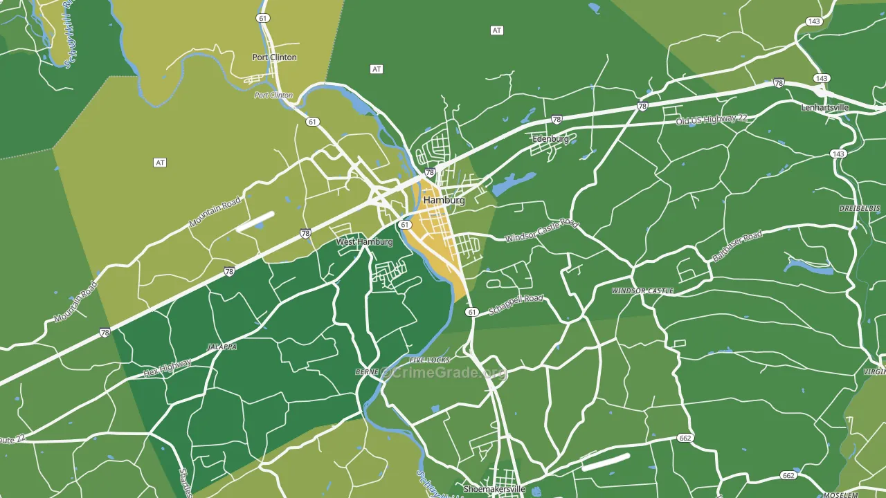 Hamburg, PA Map of Vandalism Rates