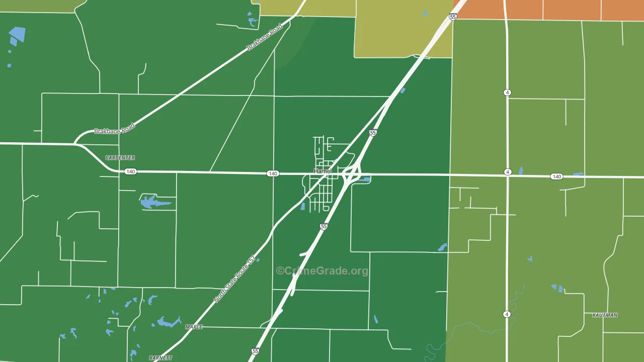 Hamel, IL Map of Vandalism Rates