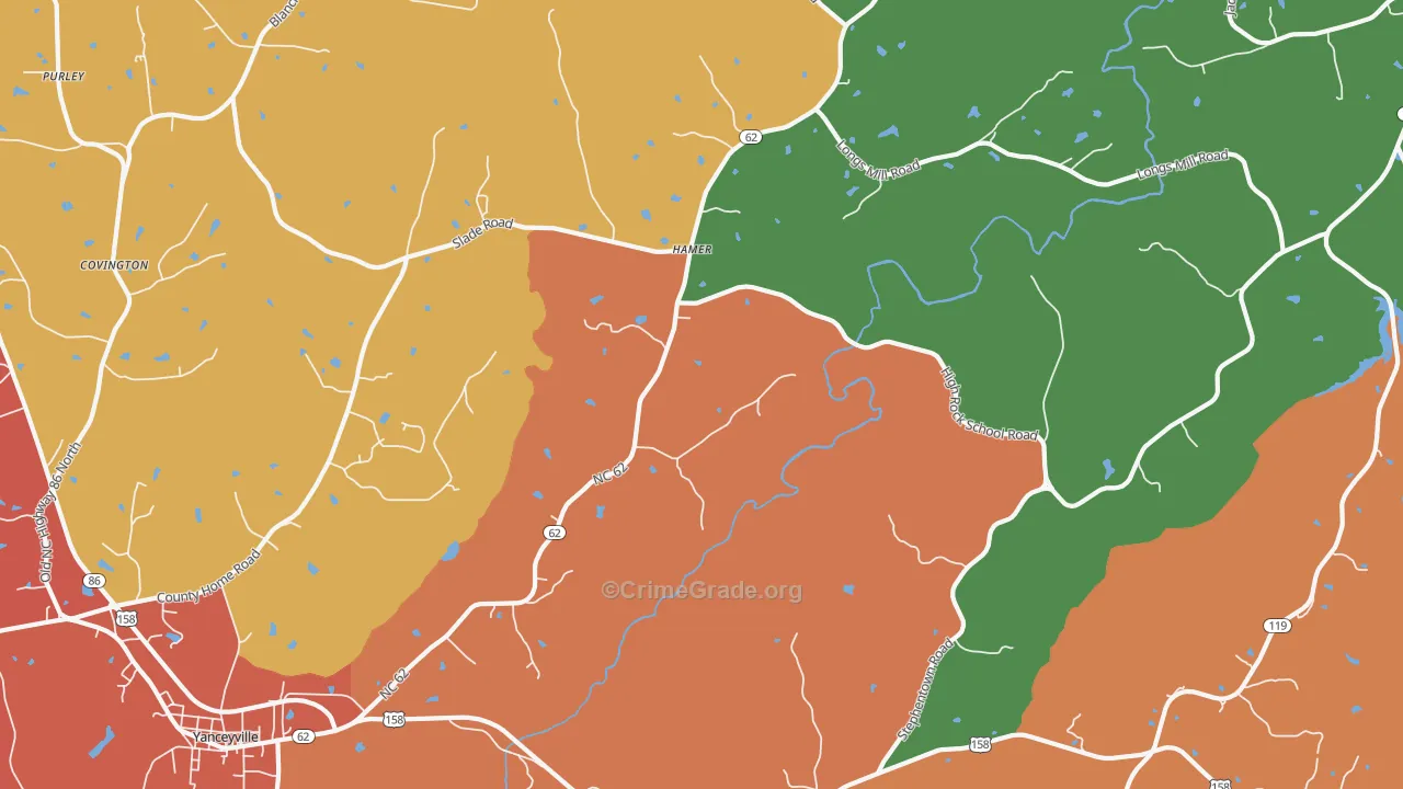 Hamer, NC Map of Vandalism Rates