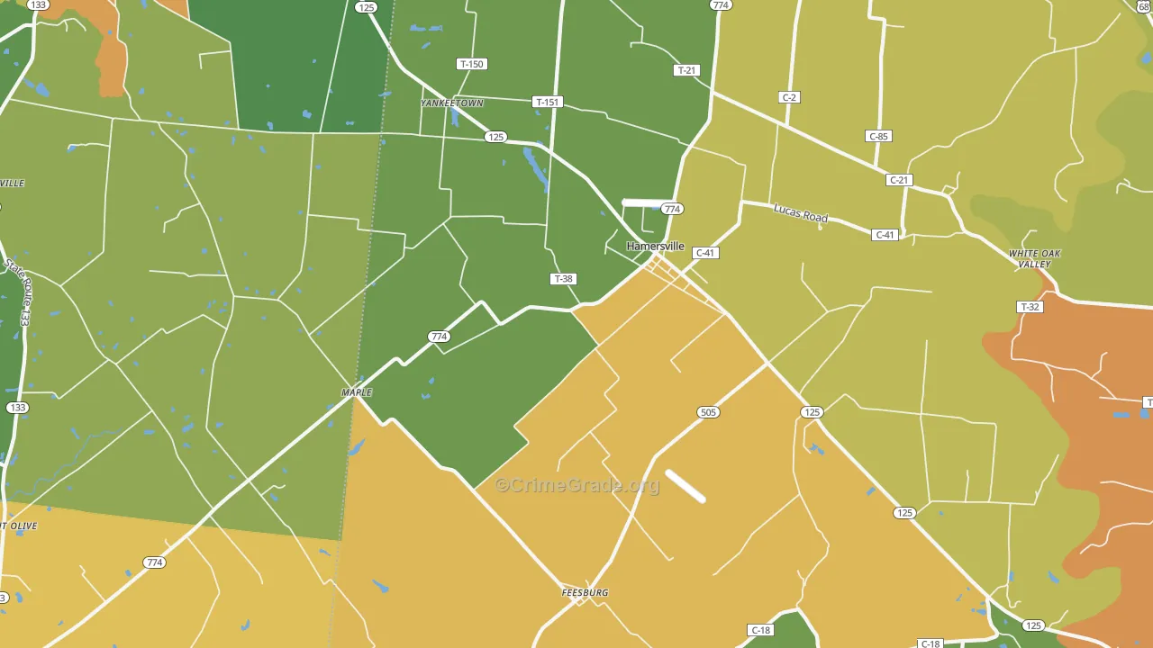 Hamersville, OH Map of Vandalism Rates