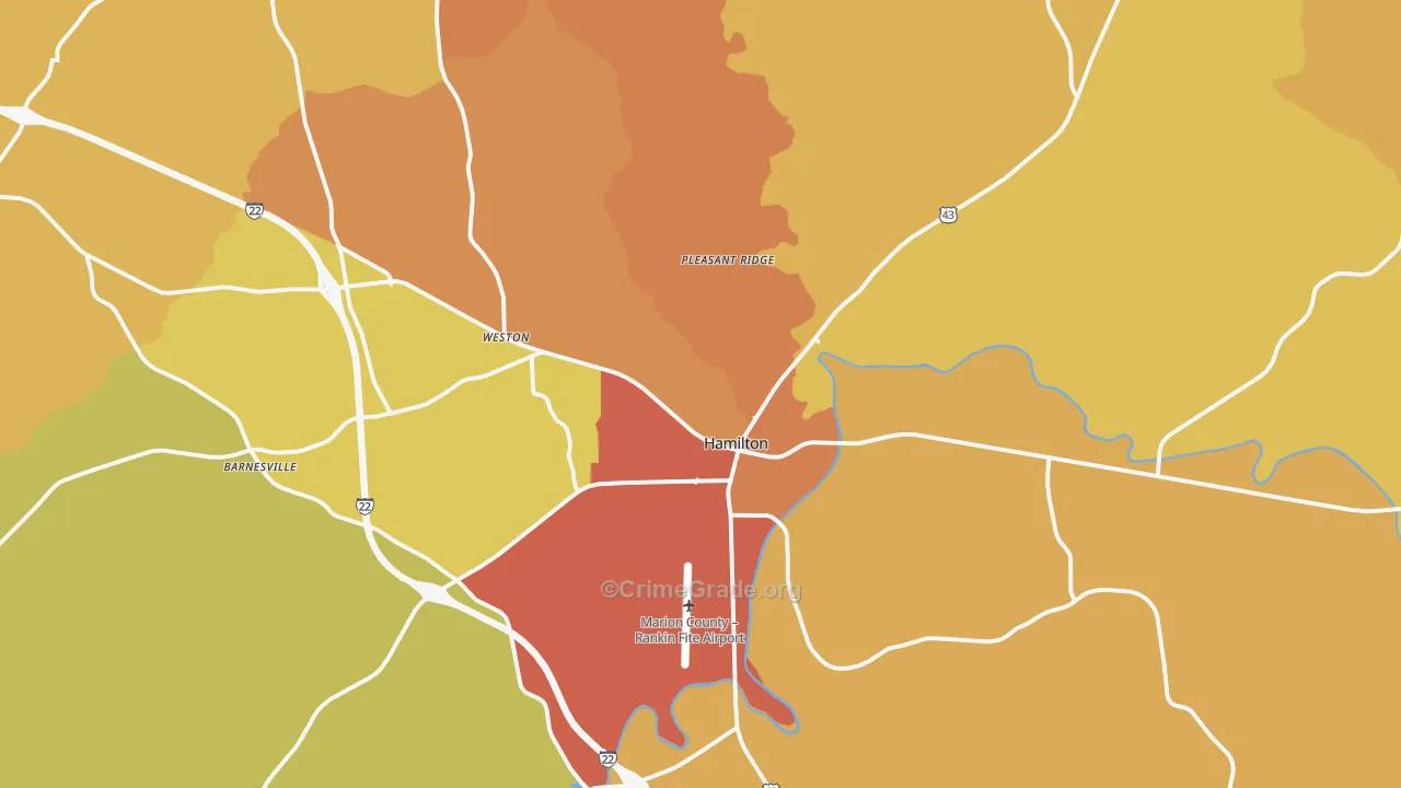 Hamilton, AL Map of Vandalism Rates