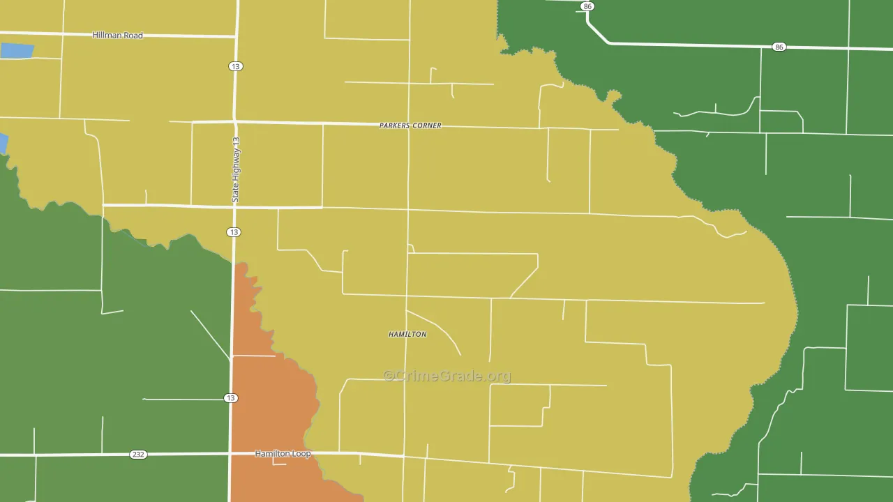 Hamilton, AR Map of Vandalism Rates