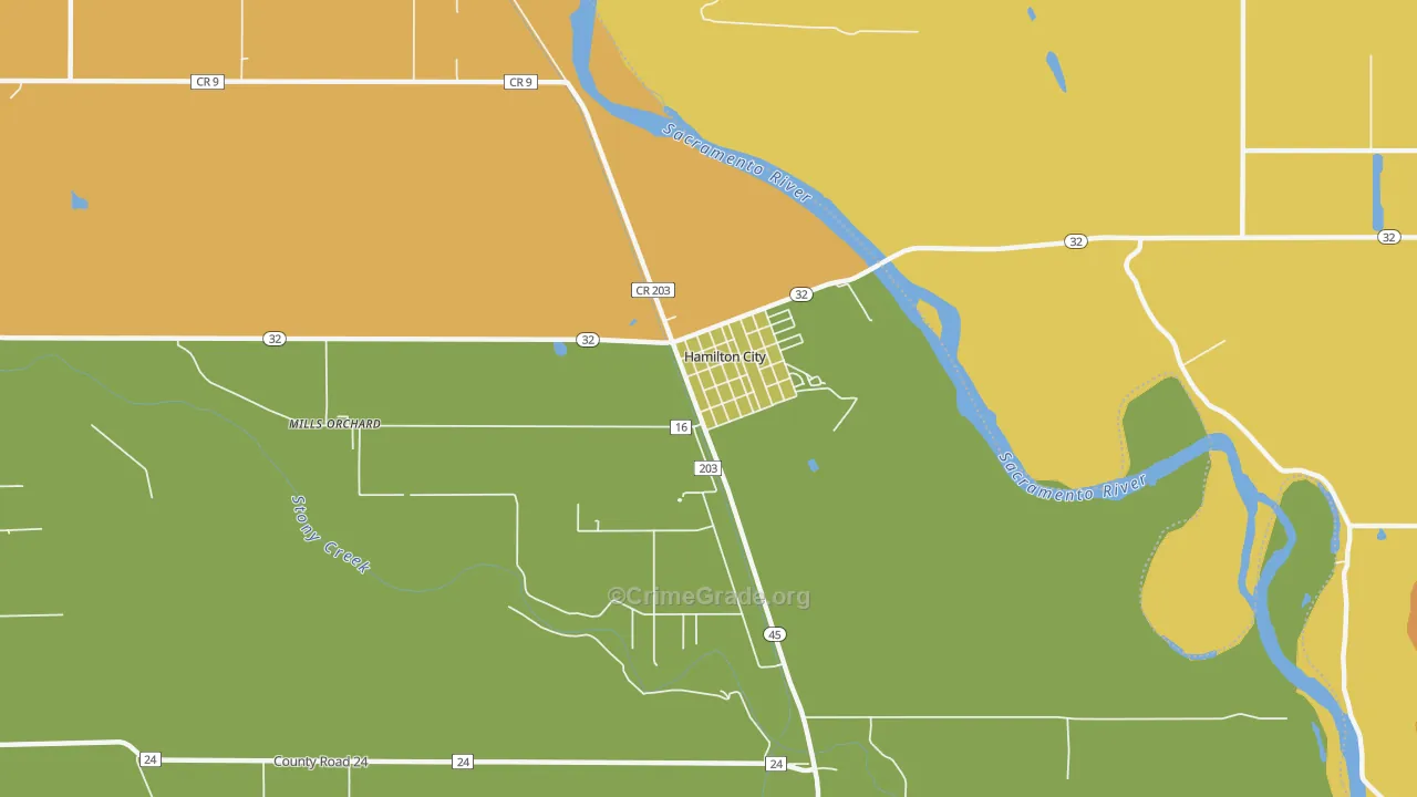 Hamilton City, CA Map of Vandalism Rates