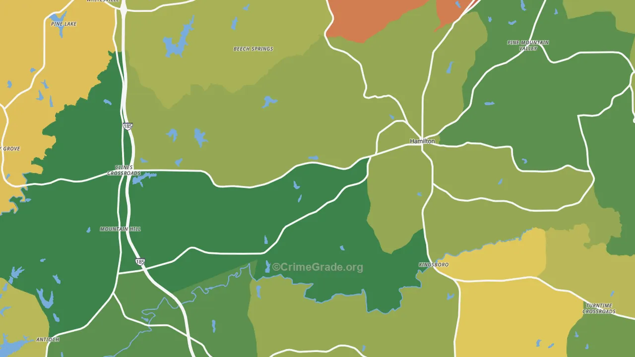 Hamilton, GA Map of Vandalism Rates