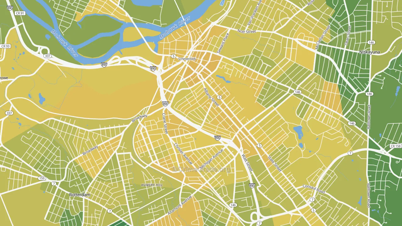 Hamilton Hills, Schenectady, NY Map of Vandalism Rates