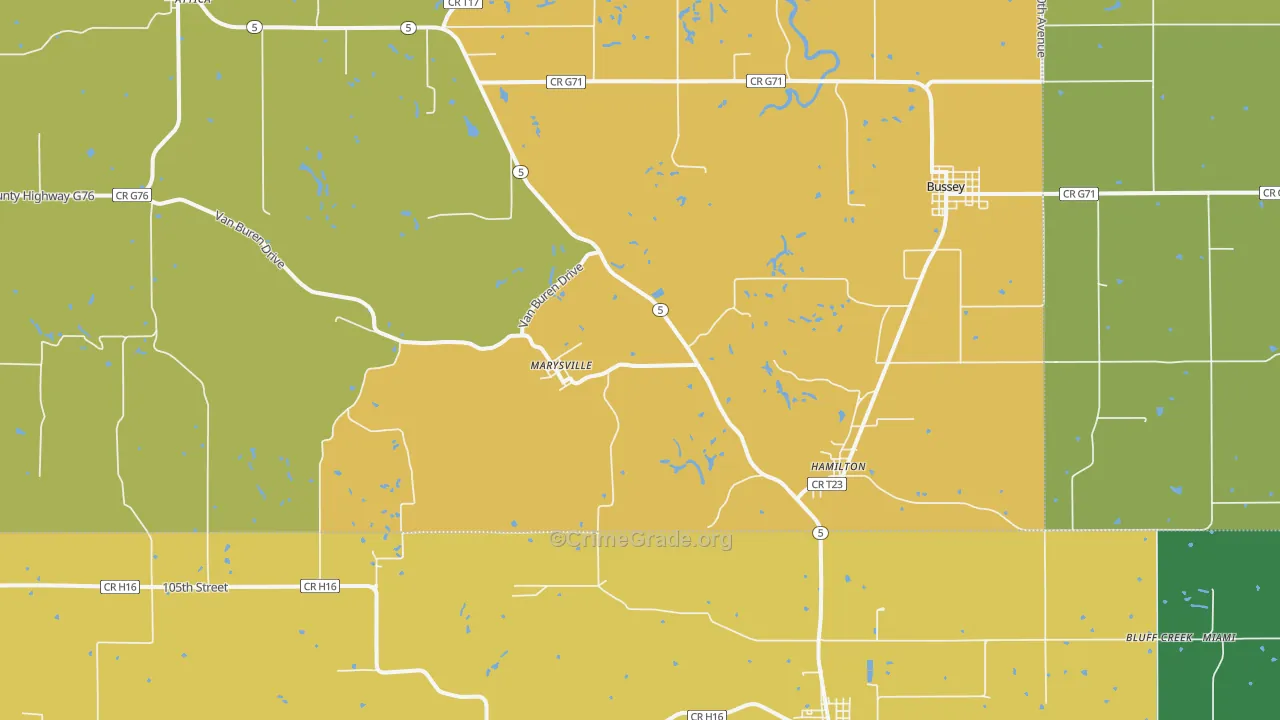 Hamilton, IA Map of Vandalism Rates
