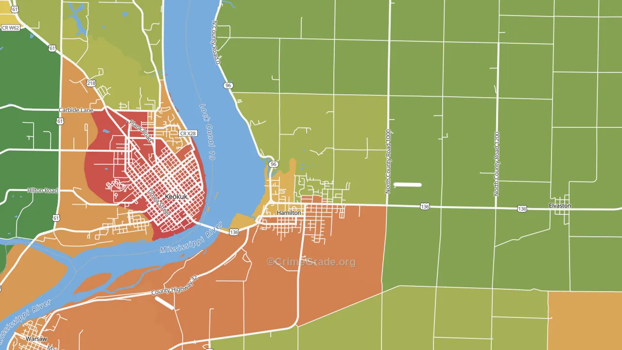 Hamilton, IL Map of Vandalism Rates