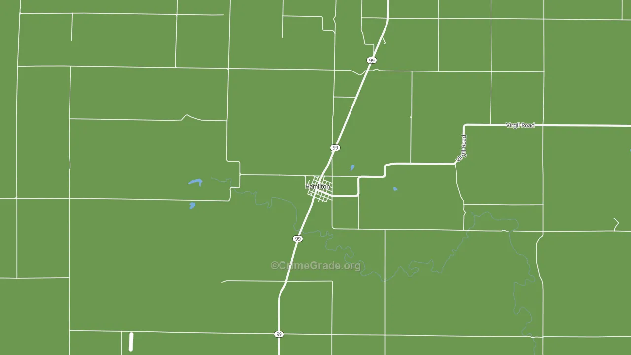 Hamilton, KS Map of Vandalism Rates