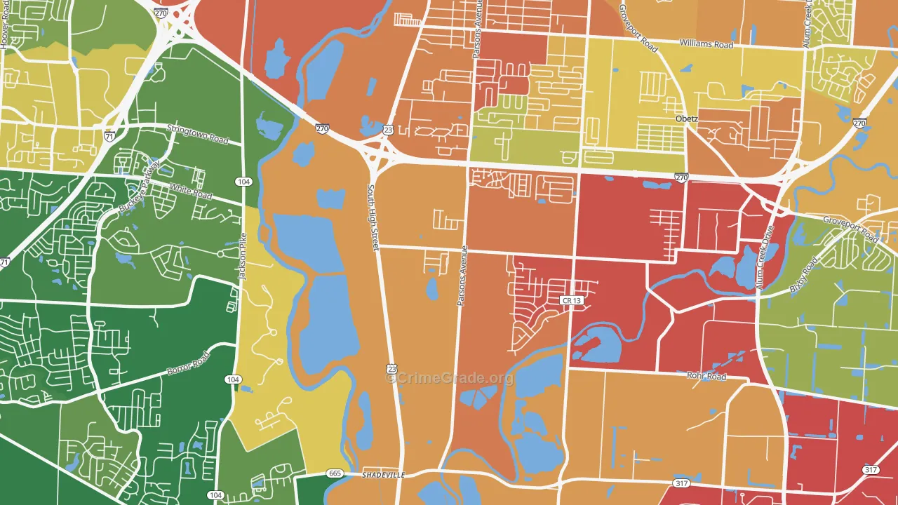 Hamilton Meadows, OH Map of Vandalism Rates