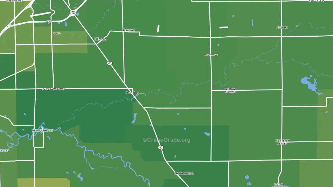Hamilton, MI Map of Vandalism Rates