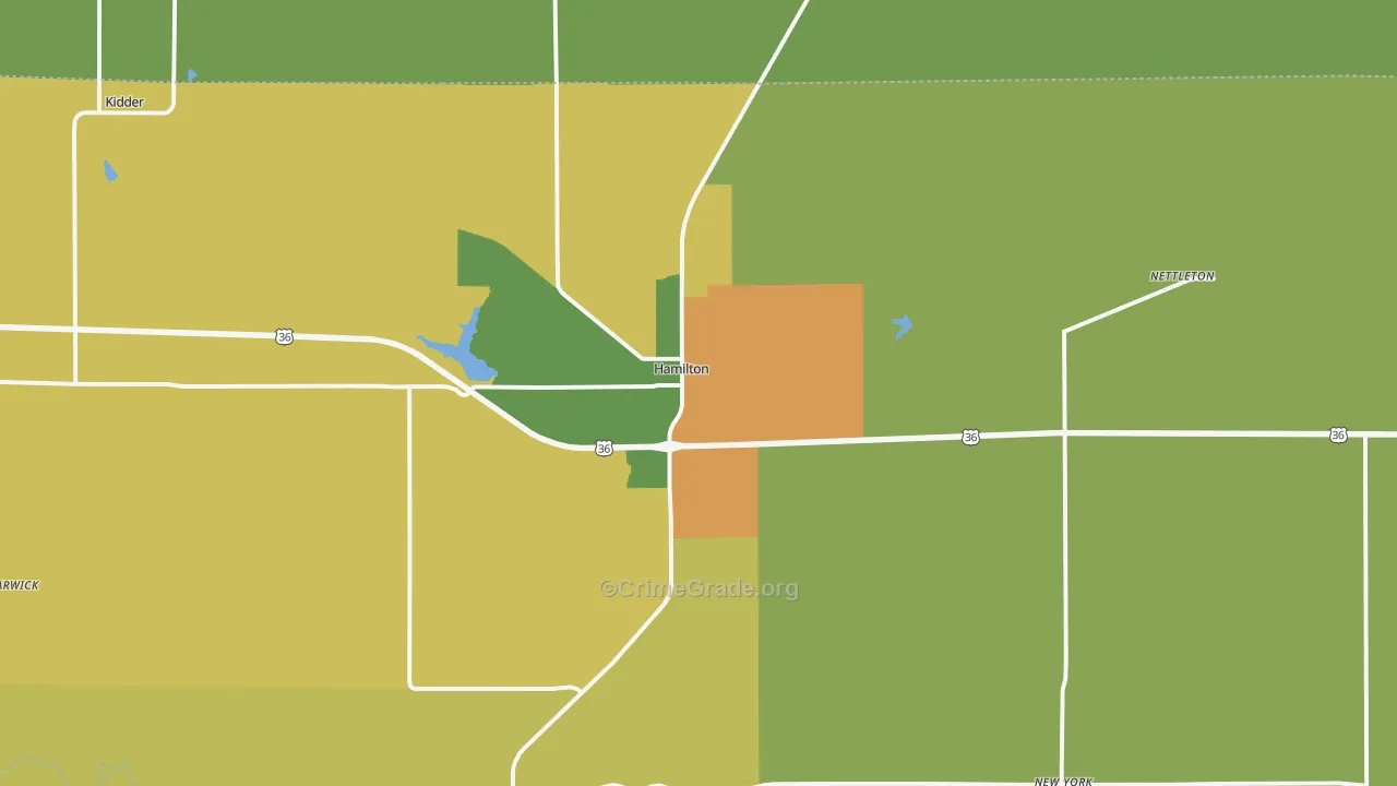 Hamilton, MO Map of Vandalism Rates