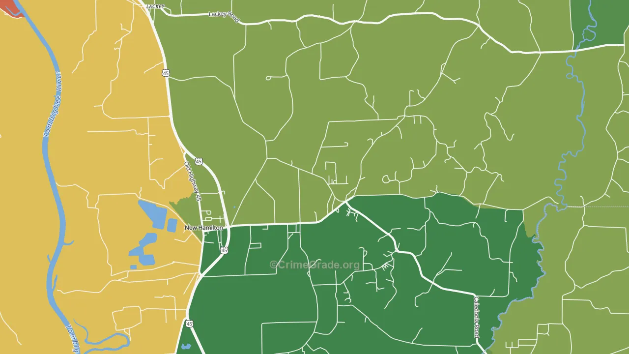 Hamilton, MS Map of Vandalism Rates