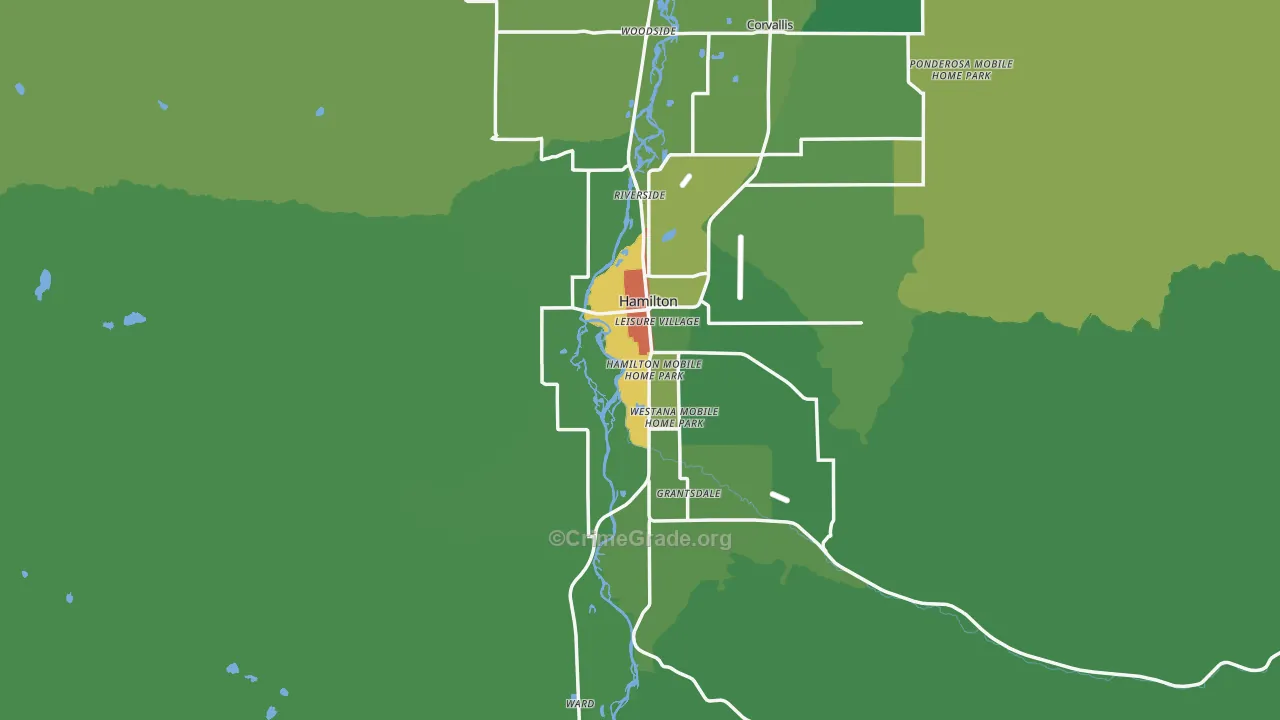 Hamilton, MT Map of Vandalism Rates