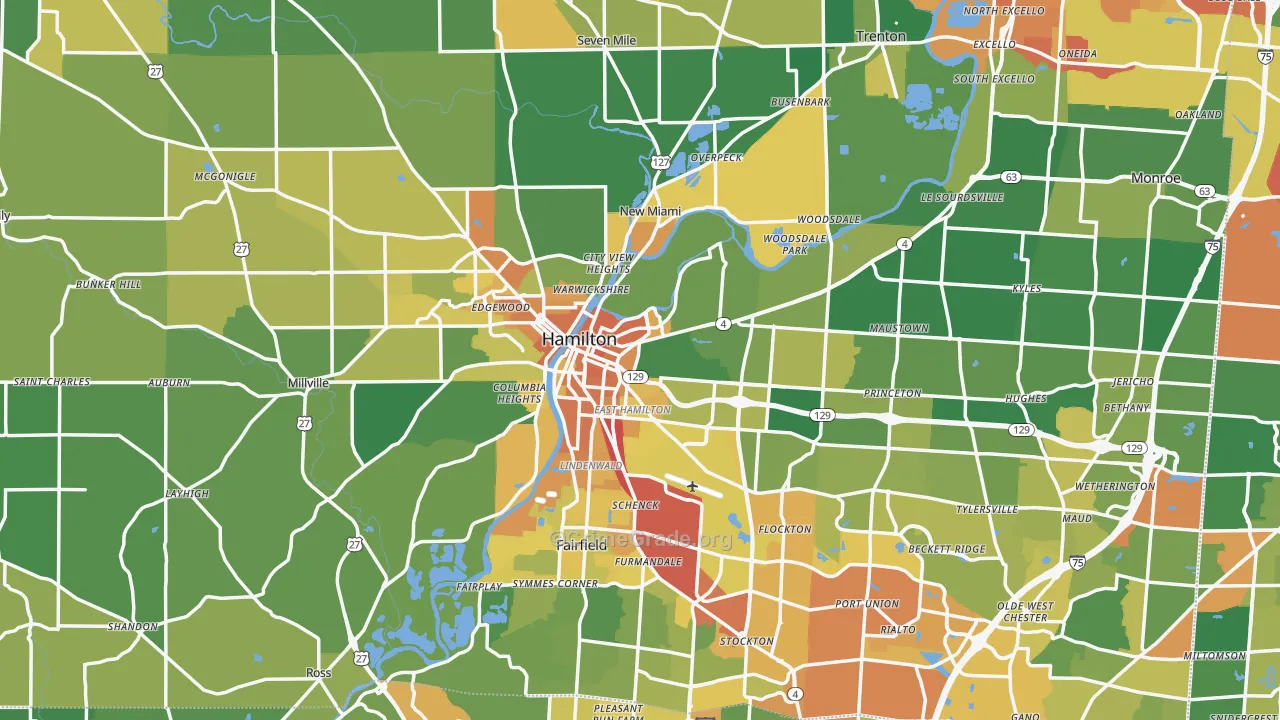 Hamilton, OH Map of Vandalism Rates
