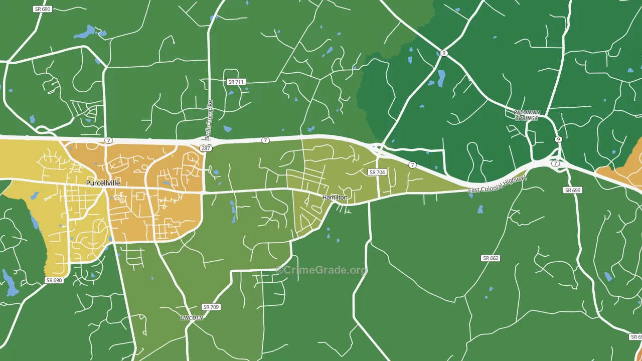 Hamilton, VA Map of Vandalism Rates