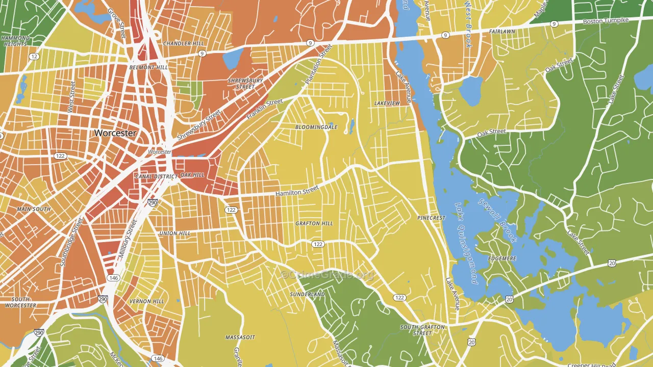 Hamilton, Worcester, MA Map of Vandalism Rates