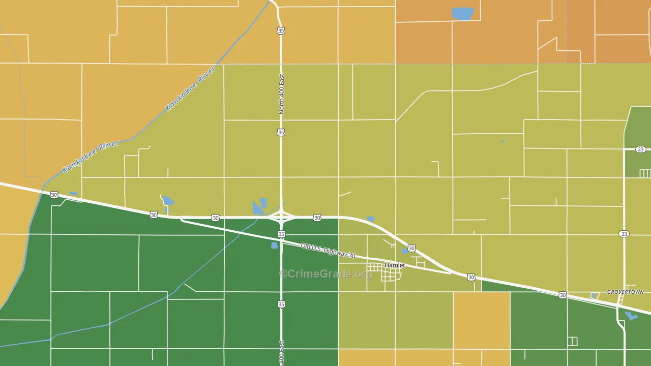 Hamlet, IN Map of Vandalism Rates