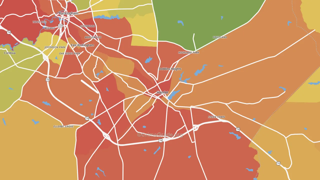 Hamlet, NC Map of Vandalism Rates