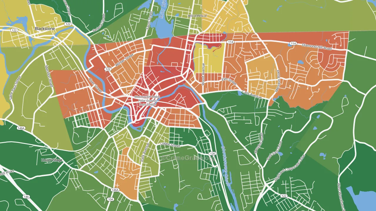 Hamlet, Woonsocket, RI Map of Vandalism Rates