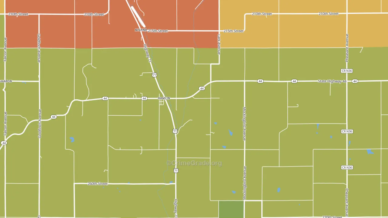 Hamlin, IA Map of Vandalism Rates