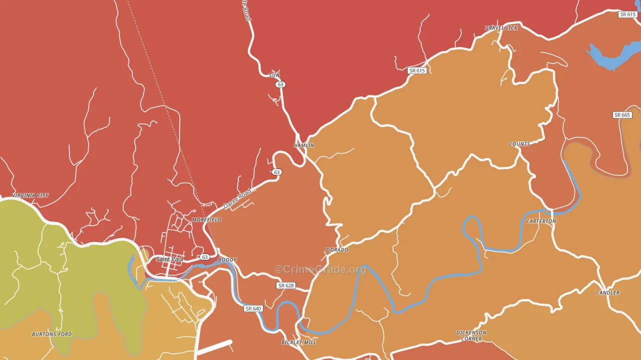 Hamlin, VA Map of Vandalism Rates