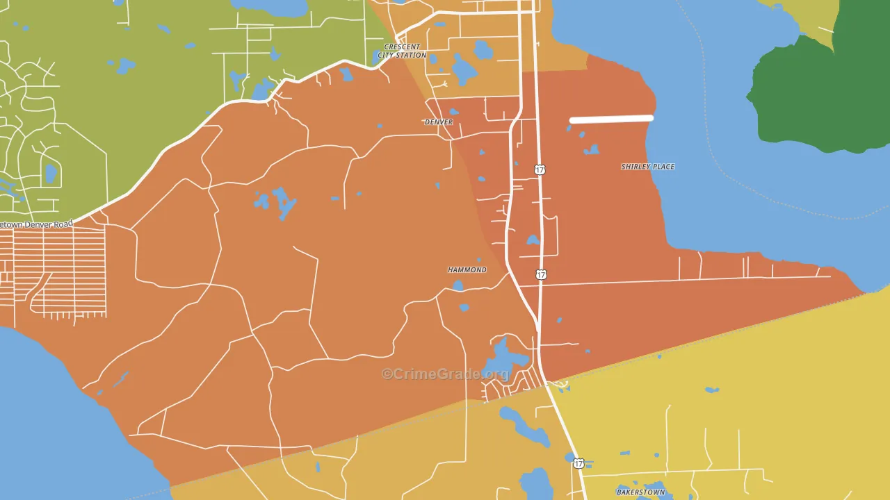 Hammond, FL Map of Vandalism Rates
