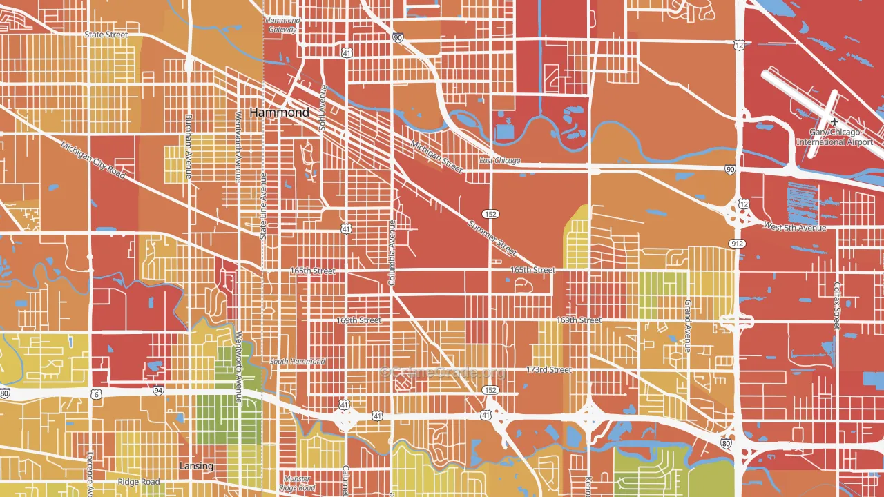 Hammond, IN Map of Vandalism Rates