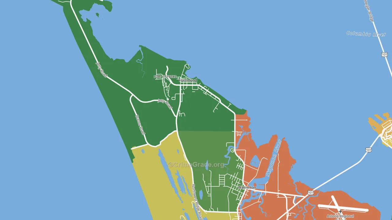Hammond, OR Map of Vandalism Rates