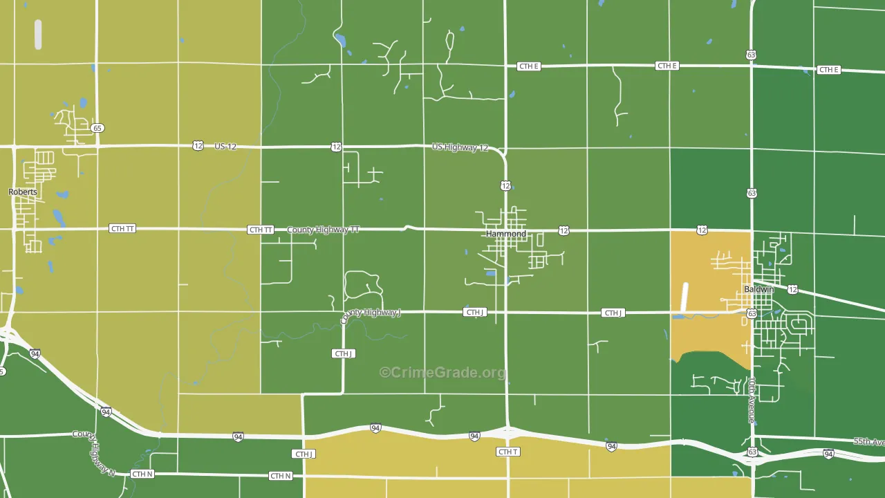 Hammond, WI Map of Vandalism Rates