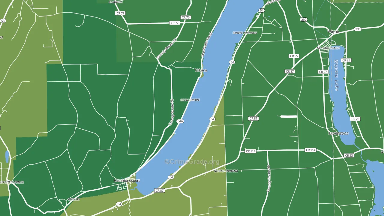 Hammondsport, NY Map of Vandalism Rates