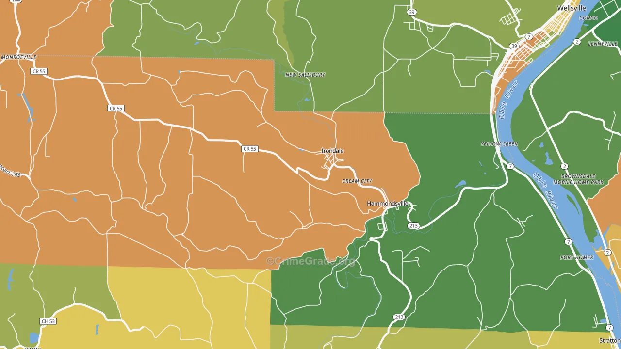 Hammondsville, OH Map of Vandalism Rates
