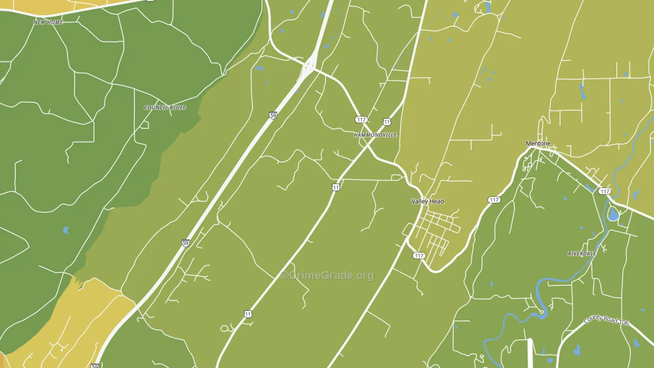 Hammondville, AL Map of Vandalism Rates