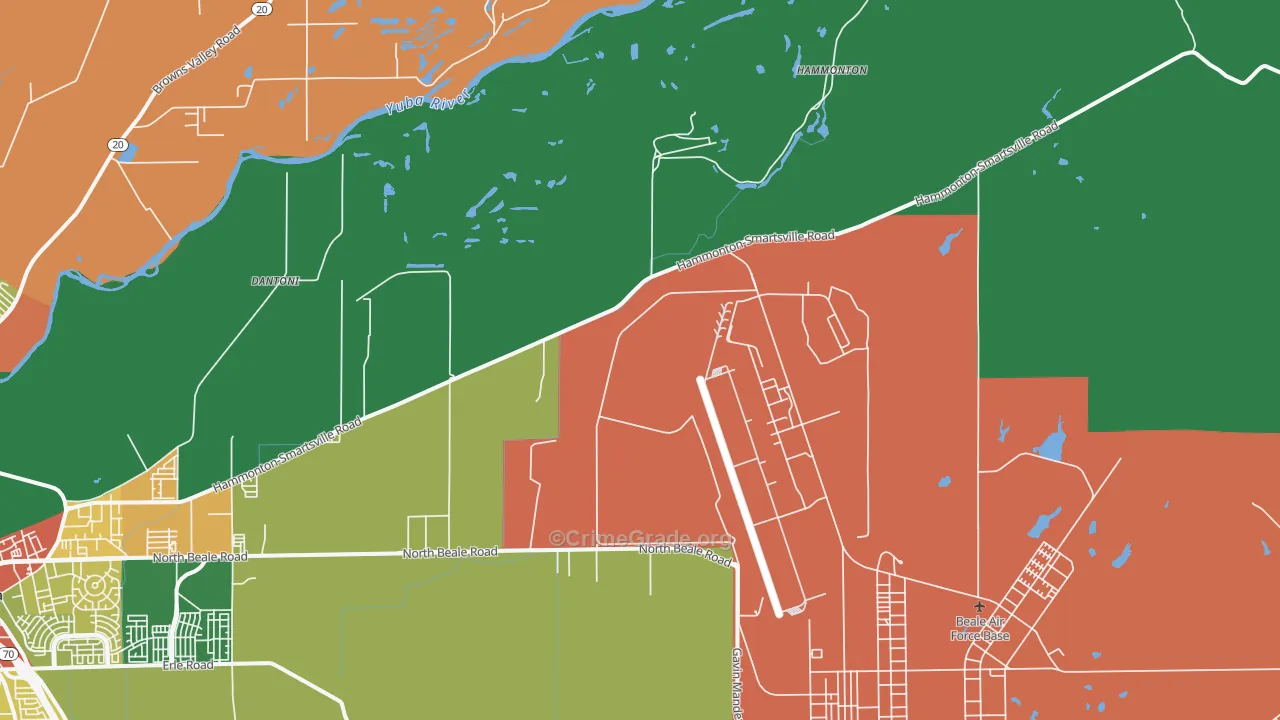 Hammonton, CA Map of Vandalism Rates