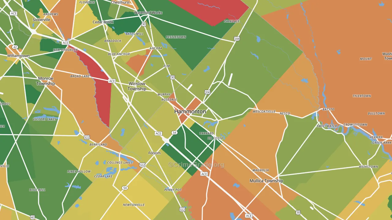 Hammonton, NJ Map of Vandalism Rates