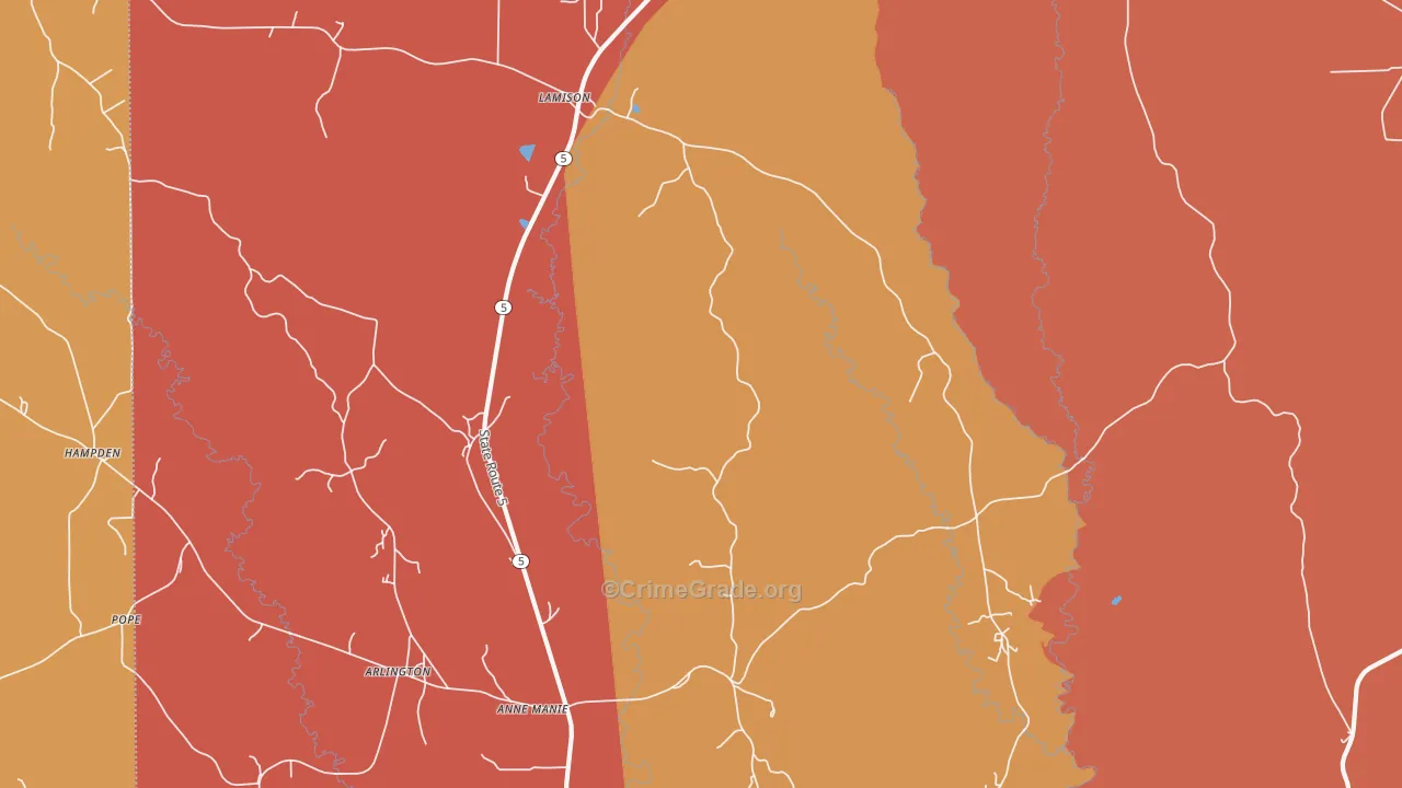 Hampden, AL Map of Vandalism Rates