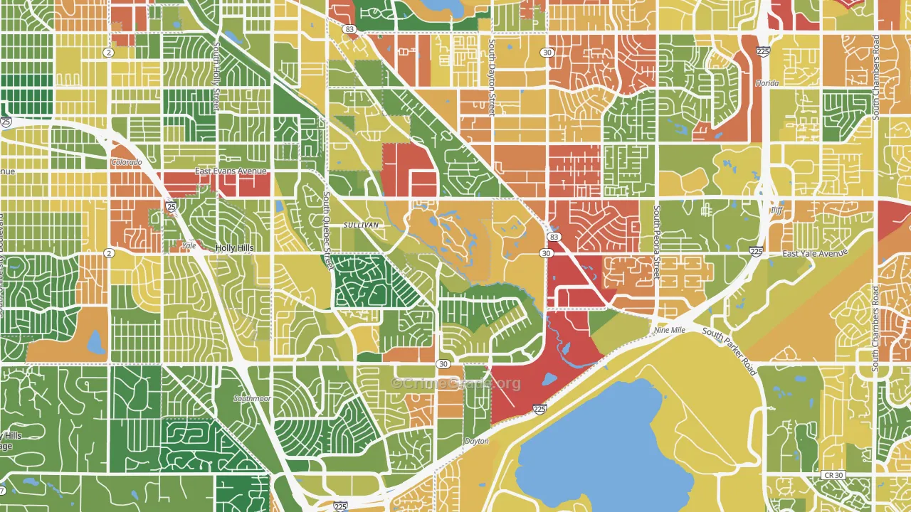 Hampden, Denver, CO Map of Vandalism Rates