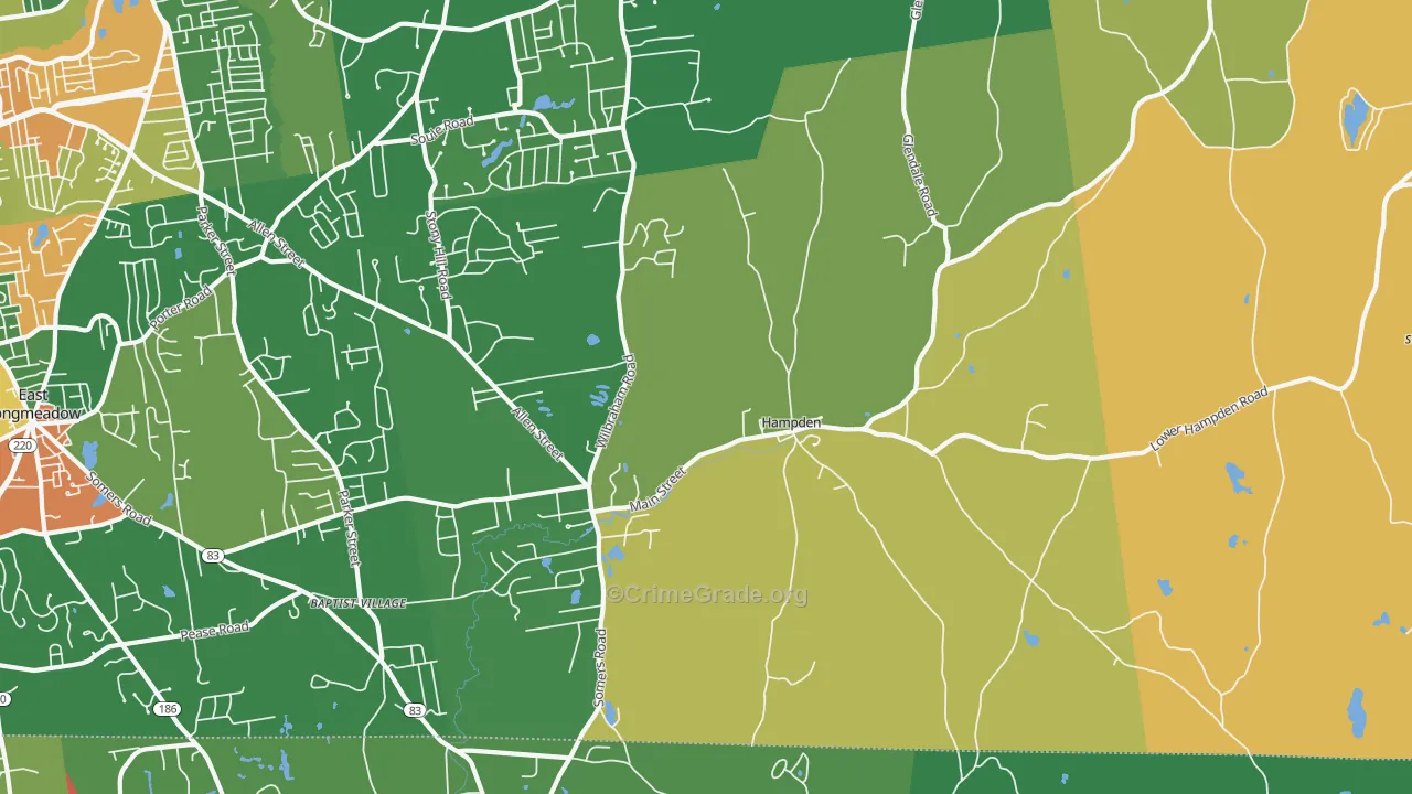 Hampden, MA Map of Vandalism Rates