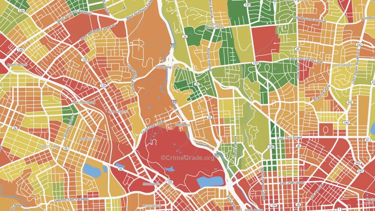 Hampden-Woodberry-Remington, Baltimore, MD Map of Vandalism Rates