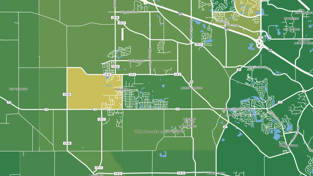 Hampshire, IL Map of Vandalism Rates