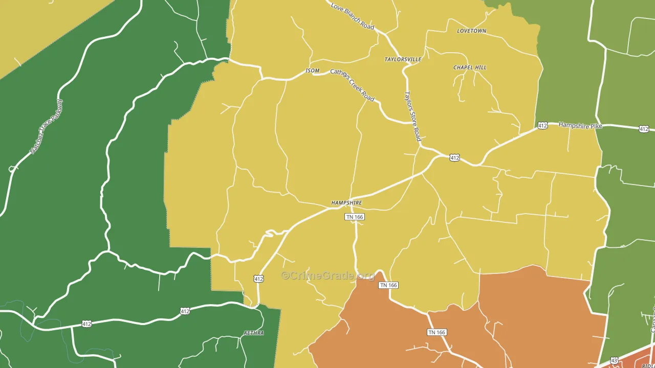 Hampshire, TN Map of Vandalism Rates