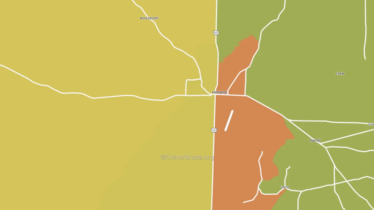 Hampton, AR Map of Vandalism Rates