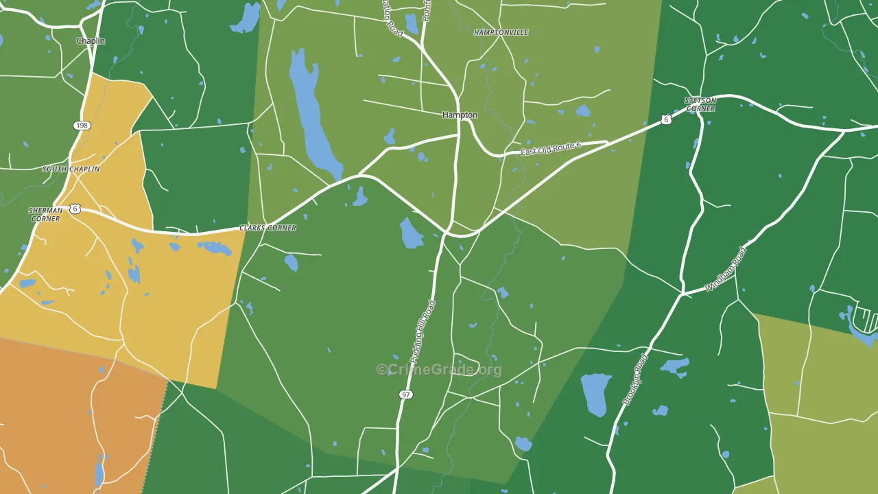 Hampton, CT Map of Vandalism Rates