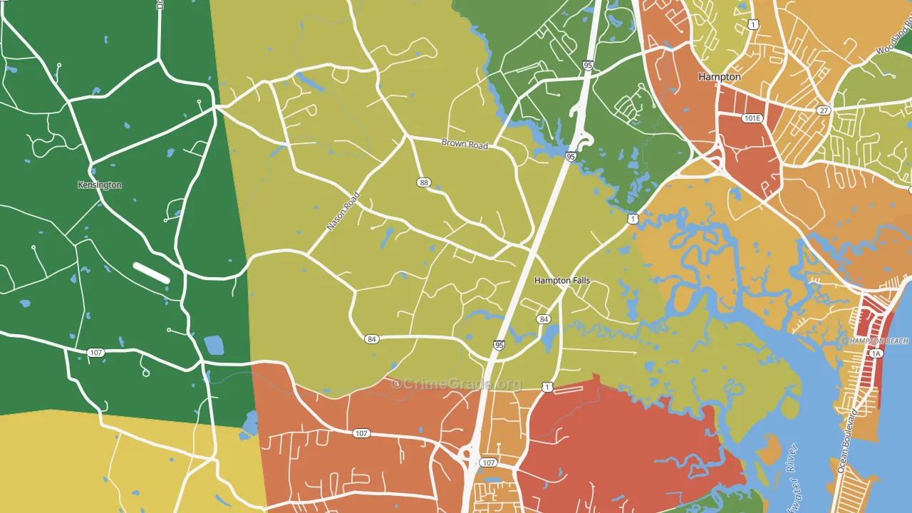 Hampton Falls, NH Map of Vandalism Rates