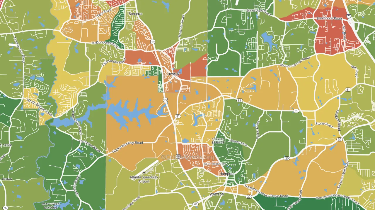 Hampton, GA Map of Vandalism Rates