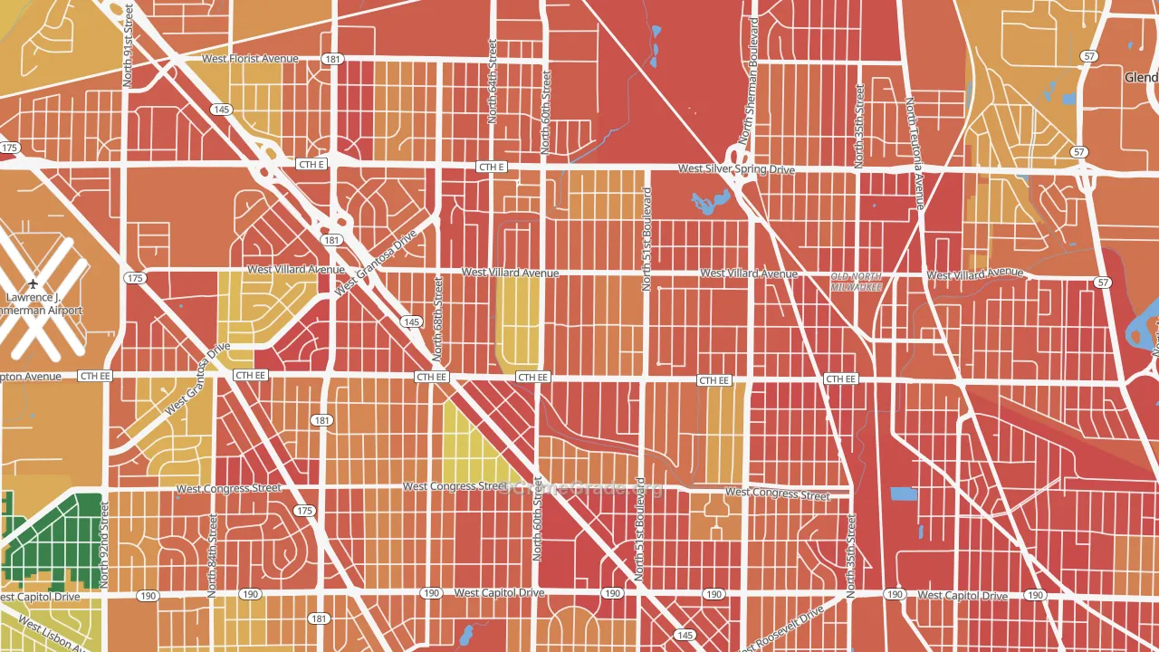 Hampton Heights, Milwaukee, WI Map of Vandalism Rates
