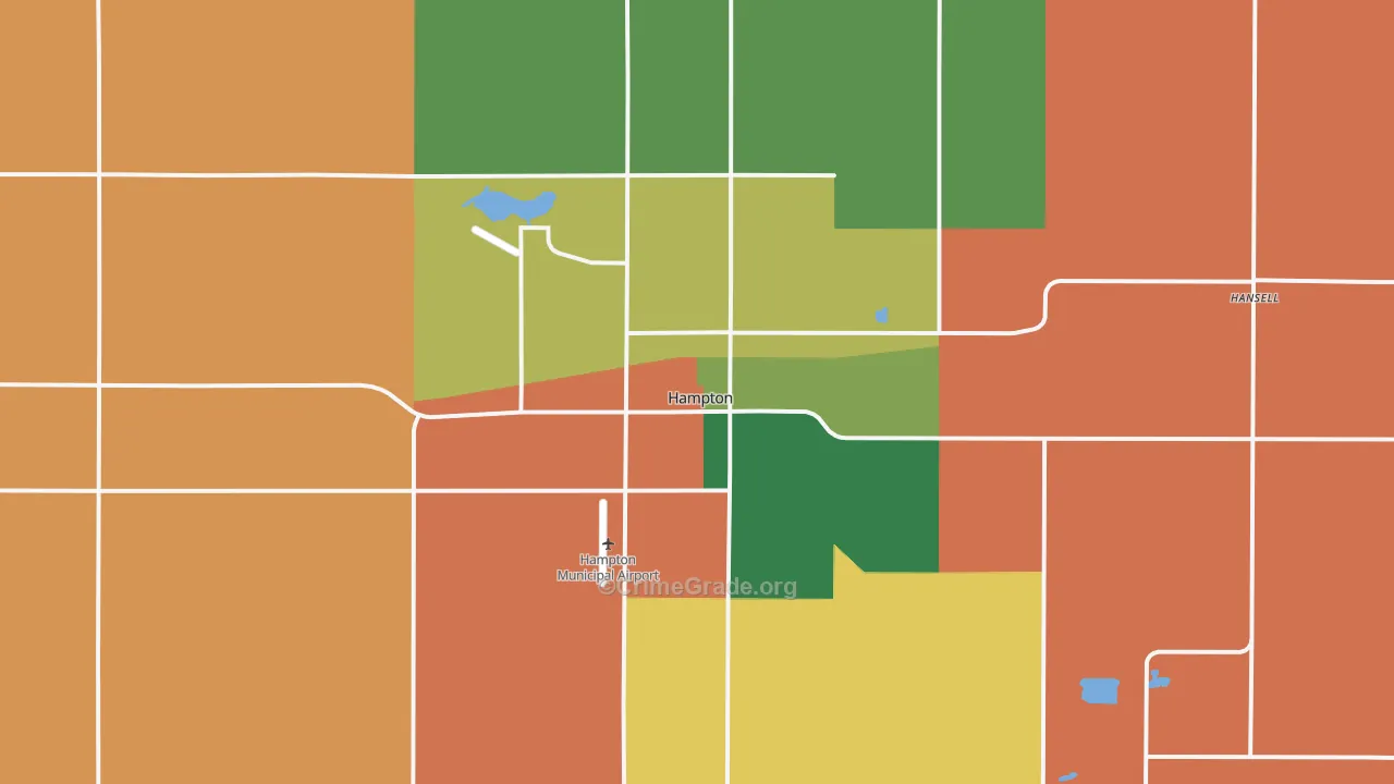 Hampton, IA Map of Vandalism Rates