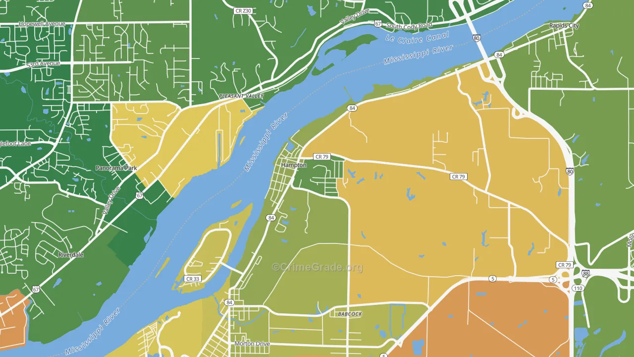 Hampton, IL Map of Vandalism Rates