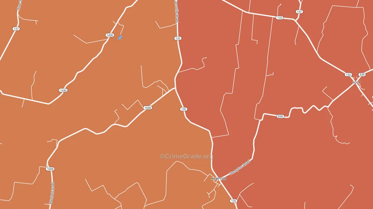 Hampton, KY Map of Vandalism Rates