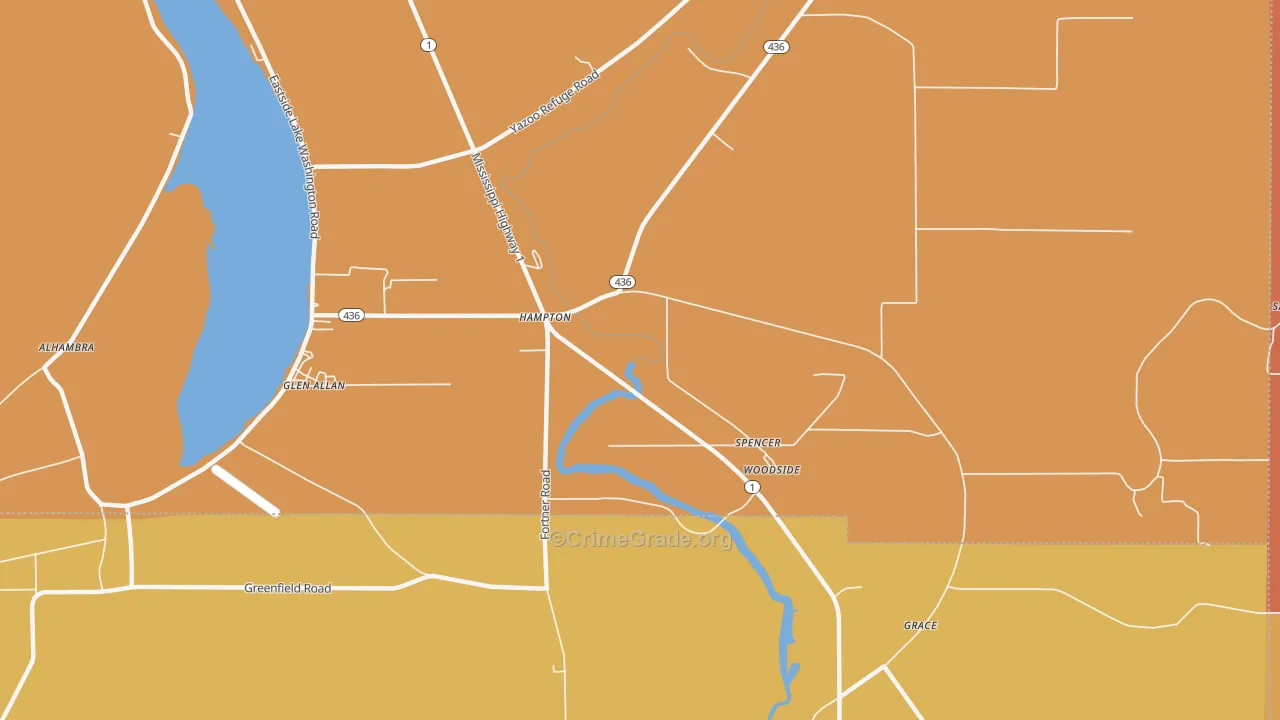 Hampton, MS Map of Vandalism Rates