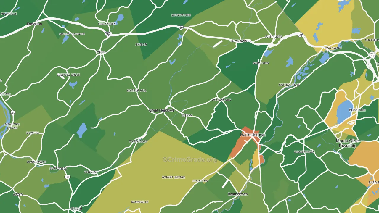 Hampton, NJ Map of Vandalism Rates